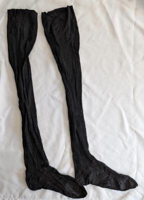 Women's Black Knit Pointelle Stockings