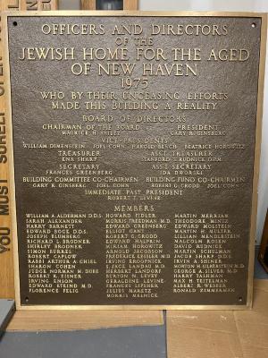 Dedication plaque for the 1976 addition to the Jewish Home