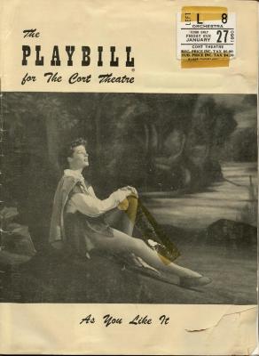 As You Like It Playbill, Cort Theatre with ticket
