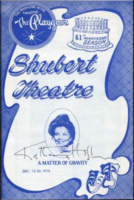 A Matter of Gravity playbill, Shubert Theatre, New Haven, CT