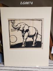 Woodblock Print of an Elephant