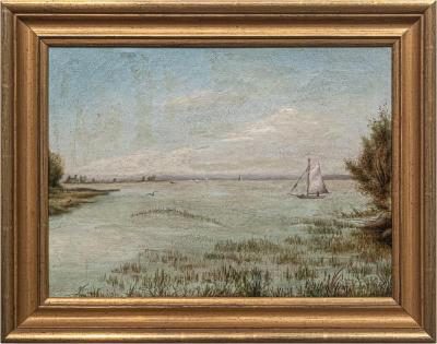 Painting, Sailboat in a Cove