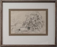 Drawing, Barns and Trees