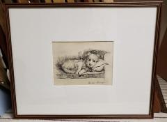 Lithograph, Untitled Print of Sleeping Dog