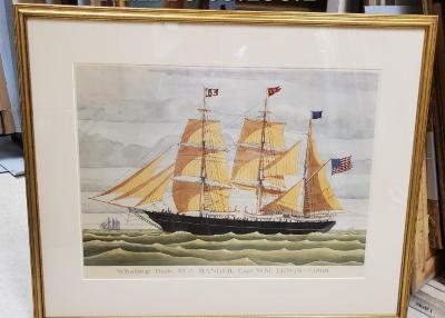 Painting, Whaling Bark Sea Ranger, Capt. Wm. Lewis, 1866