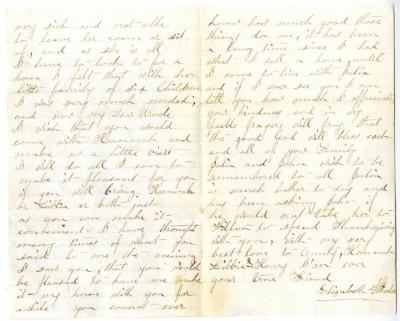 Letter and Envelope: Elizabeth Wheeler to Lewis Raymond