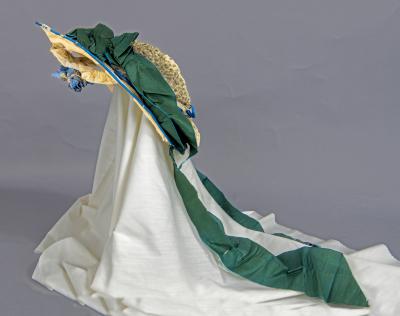 bonnet - net & wide verdigris ribbon - side