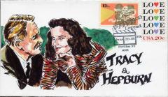 Hepburn and Tracy Stamp with Envelope