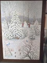 Oil Painting, winter scene, by Ruth W. Robinson.