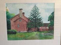 Watercolor Painting of Parmelee farm, south view.  