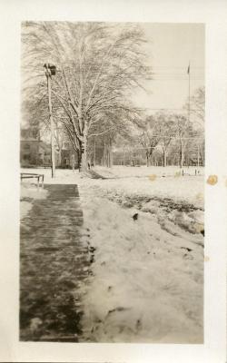 Winter View of the West Side of Broad Street Green, Windsor, CT, 1930s