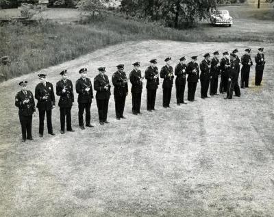 Windsor police officers lined up for inspection