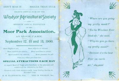 Windsor Agricultural Society Fair Show Card, 1900