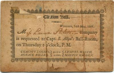 Election Ball invitation at S. Allyn's ballroom, Windsor, 1807