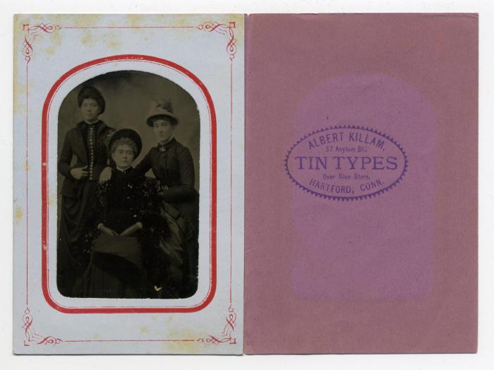 Tintype of Kate Phelps, Ida Sadler and Jennie Phelps