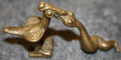 Goldweight in the Form of A Standing Bird Attached by Serpent