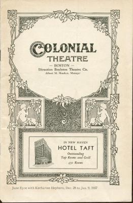 Playbill Jane Eyre, Colonial Theatre , Boston, MA