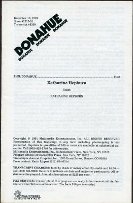 Transcript from the Phil Donahue Show
