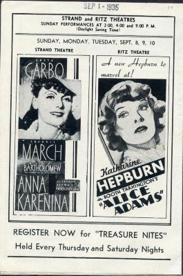 Movie Theatre Flyer, Alice Adams