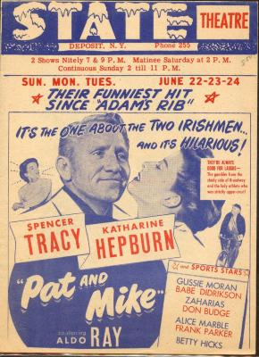 Movie Theatre Flyer, Pat and Mike