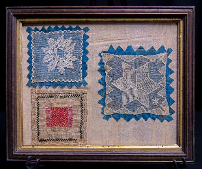 Textiles, Sampler - Three Squares of Hand Lace & Needle Work 